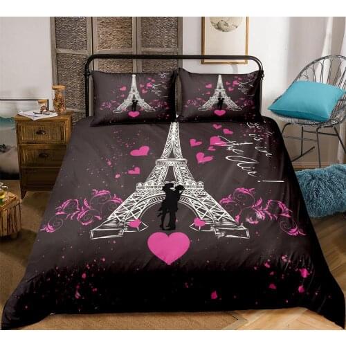 Tower Bedding set Romantic Duvet cover set for couple Roses Bed line for lovers pink quilt cover girl bed set wedding gifts