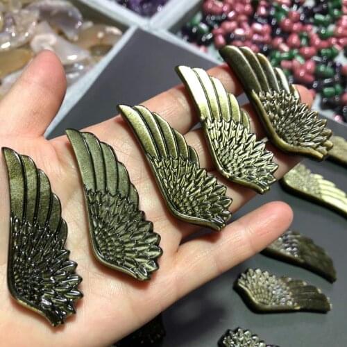 Natural gold flares wings, gold flares carving healing gems home decoration study decoration craft gifts