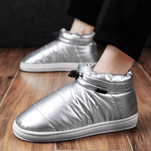 Cheap Mens Winter Boots Waterproof Warm Fur Ankle Boots Comfortable Slip-on House Boots Men Couple Casual Loafers Shoes for Men