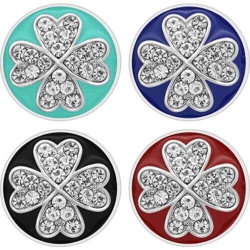 New Colorful Oil Clover Crystal 18mm snap buttons for 18MM snap bracelet jewelry wholesale KZ1075