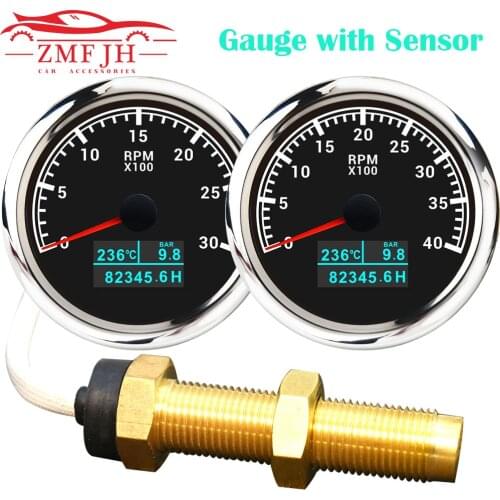 New 85mm 3 in 1 Marine Tachometer with M16/M18 Tach Sensor 8000 RPM 7000RPM 4000RPM 6000RPM 3000RPM Waterproof Boat Car Tachomet