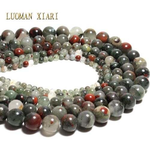 Wholesale New Arrival Mix African Blood Stone Natural Stone Beads For Jewelry Making DIY Bracelet 4/ 6/8/10 /12 mm Strand 15