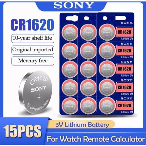 15Pcs/Lot Sony Original CR1620 CR 1620 3V Lithium Battery For Watch Remote Control Alarm Button Cell Coin BR1620 DL1620 ECR1620