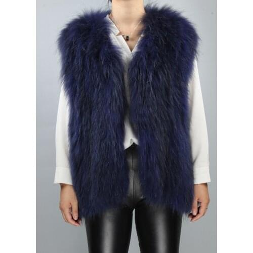 Raccoon Fur Coat Femme Manteau Moda Coreana Vest Women Real Urbano Chaqueta Acolchada Mujer Sleeves Warm Clothing