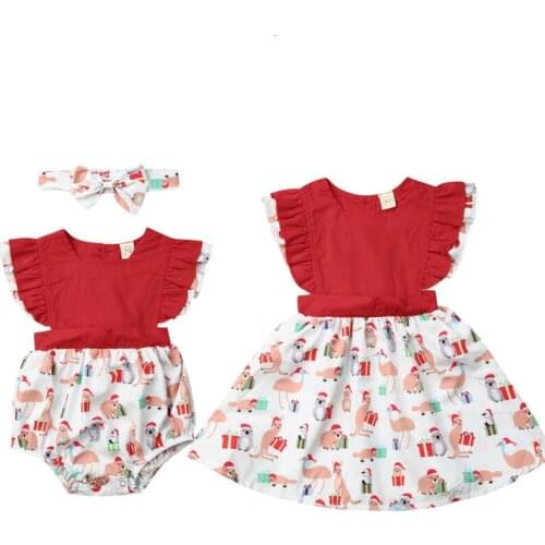 Christmas Clothing Newborn Kids Baby Girls Sleeveless Romper Dress Xmas Outfits