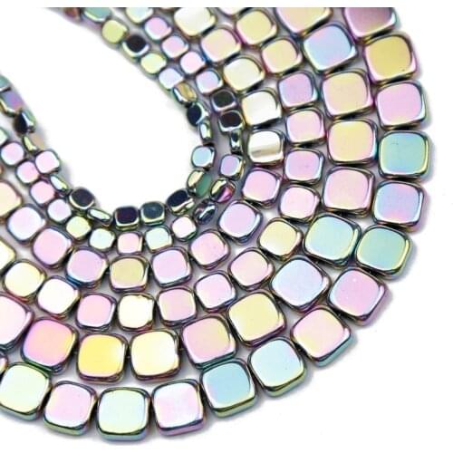 YHBZRET Natural Light Purple Square Hematite Stone spacer Loose Beads For Jewelry Making Diy Bracelet Accessories 3/4/6/8/10MM