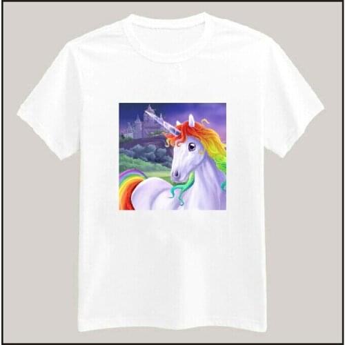 Women Tshirt Unicorn Print Casual Cotton Funny Shirt White Top Tee Hipster Plus Size Camiseta HH305-342