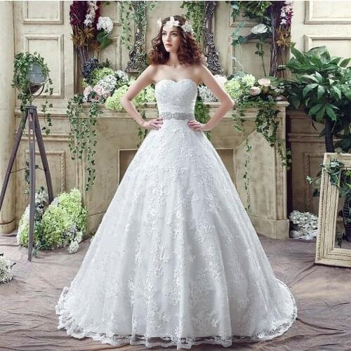 Elegant A-line Wedding Dresses Sweetheart With Delicate Beaded Sashes Vestido Novia Lace Bridal Gowns Vestidos Baratos