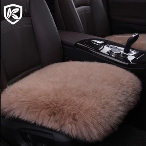 1 PCS Warm Car Seat Cover Wool Fur Natural Sheepskin Seat Covers Winter Plush Cushion Faux Fur Material Car Interior Accessories
