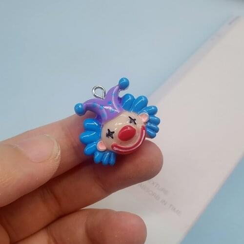 10pcs Funny Clown Joker Resin Charms For Earring Findings 3D Phone Case Key Chain Necklace DIY Decoration Jewelry Making C438