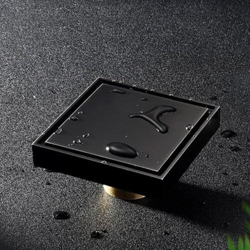 10X10cm Matte Black Square Invisible Bathroom Floor Drain Shower Drain Tile Insert Drain