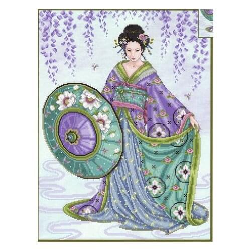 14CT Blue Geisha Joan Elliott collection Cross Stitch Kit 40*51cm CS-110WM