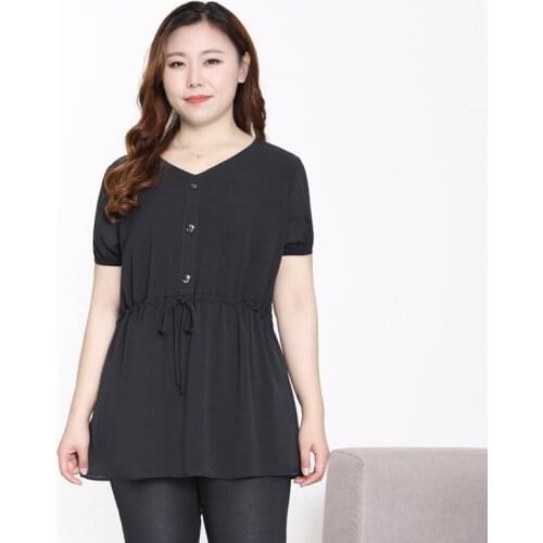 4XL To 10XL Plus Size Blouses Women Shirts Elegant Short Sleeve Summer Blusas Mujer High Waist Large Size Tops T20002