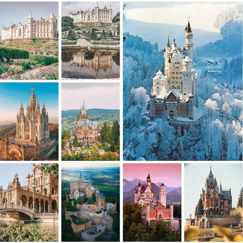 5D DIY Full Diamond Painting "beautiful Castle" Rhinestone Three-dimensional Fine Art Handmade Home Decoration Painting