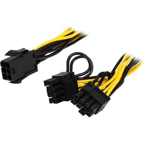 6inch Molex 6-pin PCI Express to 2 x PCIe 8 (6+2) pin Motherboard Graphics Video Card PCI-e GPU VGA Splitter Hub Power Cable