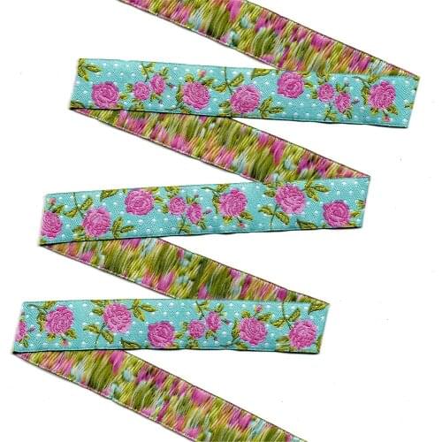 7/8" 22mm 10yards/set cartoon Blue roses Woven Jacquard ribbon grosgrain ribbon hair bow DIY handmade OEM TK15090406