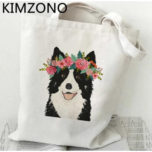 Border Collie shopping bag canvas handbag shopper shopper bag boodschappentas reciclaje ecobag bolsas ecologicas grab