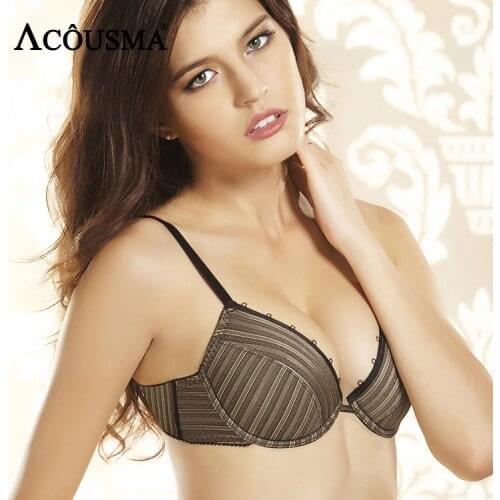 ACOUSMA Women Hot Sexy 3/4 Cup Push Up Bra Stripe Female Brassiere Lingerie Tshirt Bra Comfortable Ladies Underwear High Quality