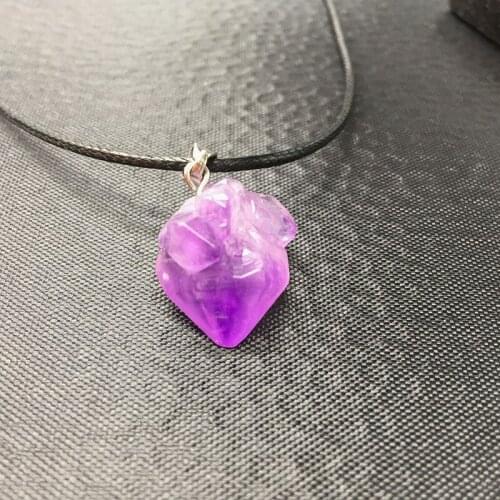 CANZE Irregular Natural Healing Stone Necklace Pendants Pink Quartz Fluorite Purple Crystal for Women Men Jewelry