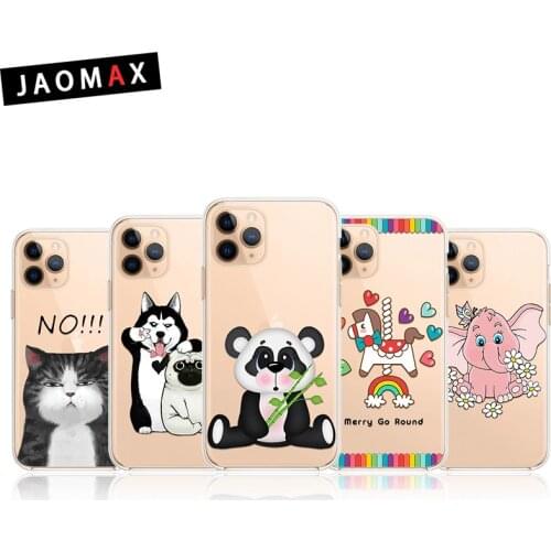 Jaomax Cute Cartoon Unicorn Cat Dog Phone Case For iPhone 11 Pro XR XS Max 6s 7 8 Plus 5s Transparent Soft TPU Cover Cases