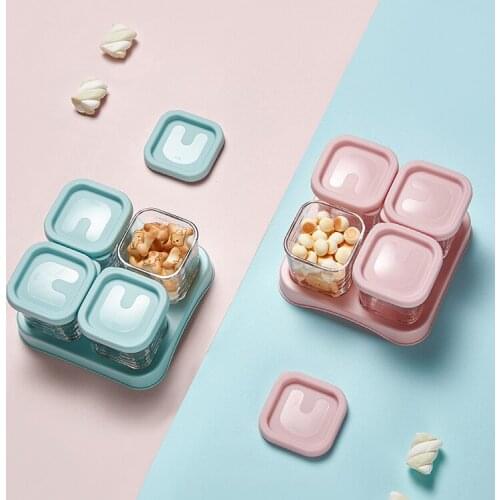 Baby food box frozen Box Baby storage box portable out sealed fresh box glass food bowl