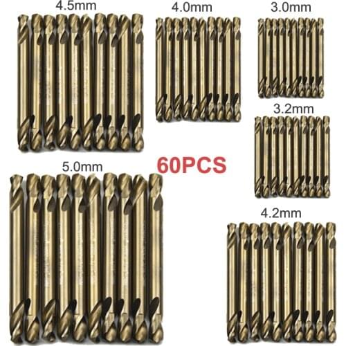30% off 60pcs HCO M35 Cobalt Double Ended Drill Bit DIY Tools Spiral Jobber Drill Bits Twist Drill imperial 3mm,3.2mm,4mm,4.5mm
