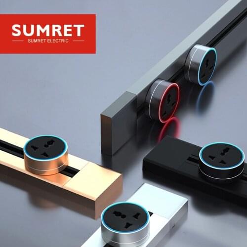 Silver Black Power Track Electric Embeded Wall Mount Extender Slide Outlet Kitchen Bedroom Desk Table EU UK Usb Outlets