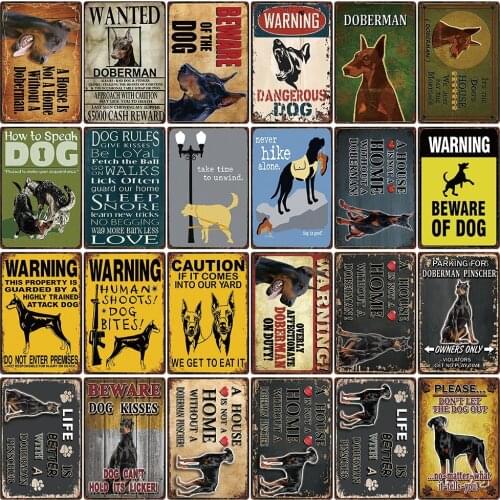 [ Kelly66 ] Pets Warning Dog Rule Life Is Better With A Doberman Metal Sign Home Decor Bar Wall Art Painting 20*30 CM Size DG-26