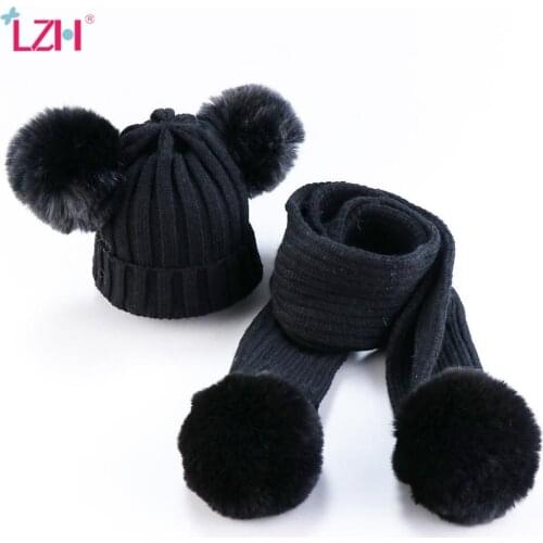 Infant Baby Scarf Autumn Winter Threaded Knitten Hat and Scarf Set Girls Boys Hat Children Scarf +Cap Newborn Clothes 0-3 Years
