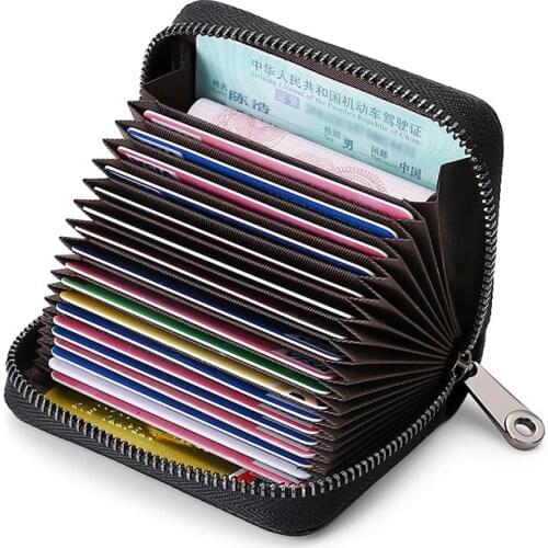 Genuine Leather Rfid Womens Zipper Card Wallet Small Change Wallet Purse For Female Short Wallets With Card Holders Woman Purse