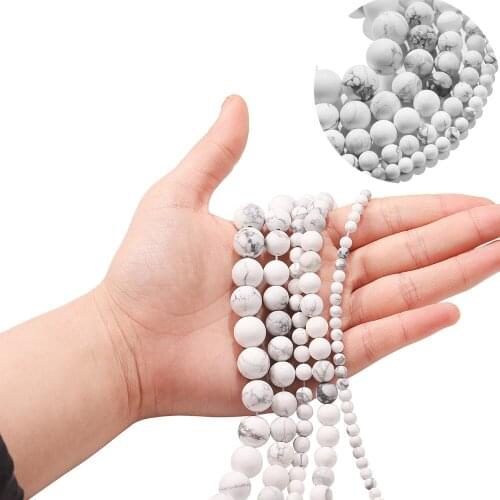 Natural Matte White Turquoises Stone Round Loose Spacer Beads For Jewelry Making DIY Bracelet Accessories 1Strand 4 6 8 10 12mm