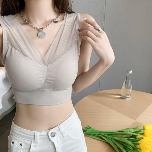 Latex Underwear Women Thickened Gather Beauty Back No Steel Ring Vest Sports Bra Sling Tube Top with Chest Pad