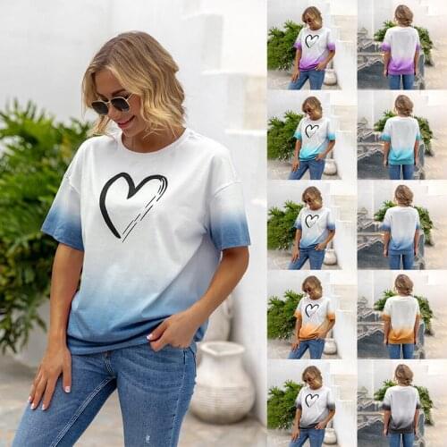 Summer new T-shirt independent European and American womens gradual change casual short sleeve women sexy tops