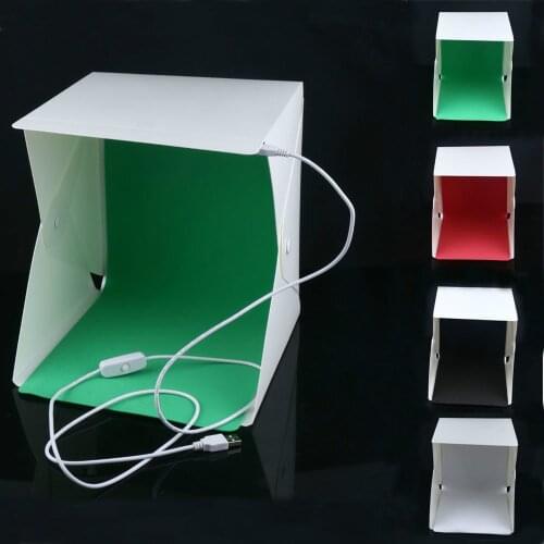 Mini Photo Studio Box Photography Lightbox Diffuse Soft Box With LED Light 4 Background Photo Studio Accessories
