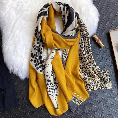 Fashion Ombre Leopard Striped Viscose Shawl Scarf Women High Quality Autumn Wrap Pashminas Stole Bufandas Muslim Hijab 180*90Cm