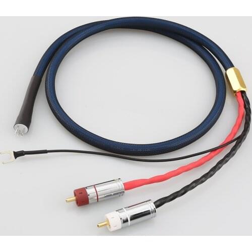 New Audiocrast OFC Silver Plated With shielding 5DIN MALE to RCA U spade plug Audio Phono Tonearm Cable with Ground Wire