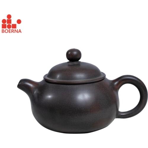 BOERNA 80-100ml Nixing Teapot Filter Small Teapots Beauty Kettle Raw ore Nixing clay Handmade Tea Set Authentic for Puer Oolong
