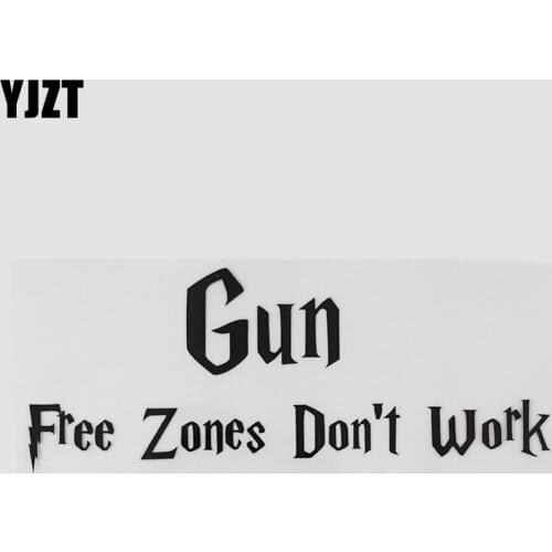 YJZT 19CM* 7.5CM DANGER WARNING Gun Free Zones Don't Work Vinyl Car Sticker Black/Silver 13D-0235