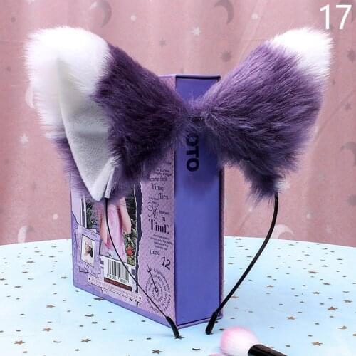 Furry Cat Ears Hairpins Fluffy Plush Cat Stitching Color Cat Ears Headband Cute Girl Ears Maid Fox Beast Ears Hair Accessories