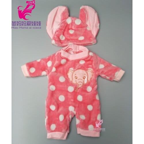 Pink color elephant clothes hat for 18 inch baby dolls outfits also suit for 18 inch girl dolls jumpsuits
