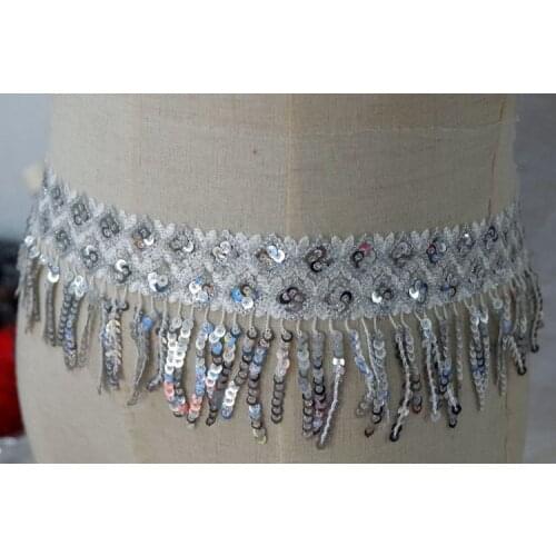 13cm wide high-end clothing mesh embroidery beads sequins fringed lace DIY home curtain accessories