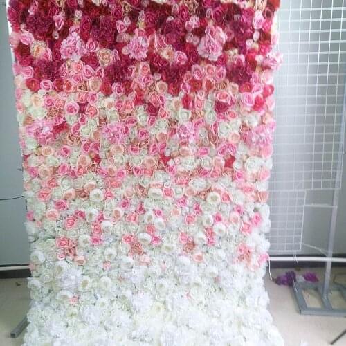 SPR Free Shipping roll up flower wall wedding backdrop pink ombre style artificial flower row and arch decorative flore