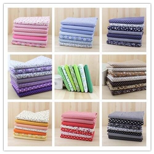 5 Sets Colors 35 Pcs Print Plain Cotton Fabric for Home Textile Patchwork Quilted Fabrics 50*50cm - Pick your own color