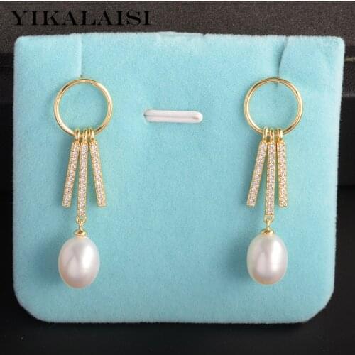 YIKALAISI 925 Sterling Silver Earrings Jewelry For Women 8-9mm Drop Shape Natural Freshwater Pearl Earrings 2021 New Wholesales