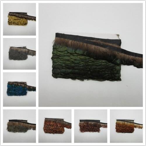 YY-tesco Wholesale High Quality 5 Yards Natural Pheasant Feather Ribbon Feathers Trim Fringe Clothing Accessories Wedding