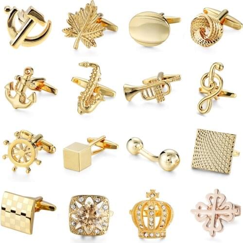 Summer new high quality brass electroplating 18K Gold luxury gold Cufflinks high grade brand mens French shirt Cufflinks
