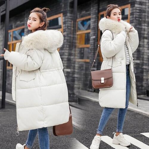 Winter Jacket Women Parke Large Fur Collar Hooded Down Cotton Warm Coat Puffer Ladies Coats Parkas Mujer 2020 KJ661