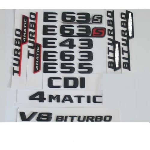 Black Letters Trunk Rear Star Fender Badge Emblem Badges Emblems for Mercedes Benz W212 W213 E43 E53 E55 E63 E65 AMG 4MATIC
