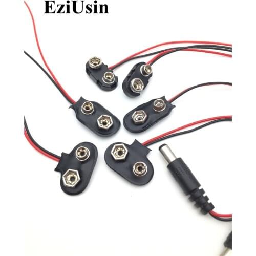 10pcs 6F22 9V Battery Adapter Snap Connector clip Lead Wires holder DC 5.5*2.1 jack Clip Power cable For Arduino DIY Jack