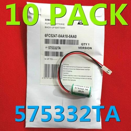 10pcs Original New For SIEMENS 575332 TA 575332TA 3V 6FC5247-0AA18-0AA0 840D Lithium PLC Battery with AMP plugs free shipping